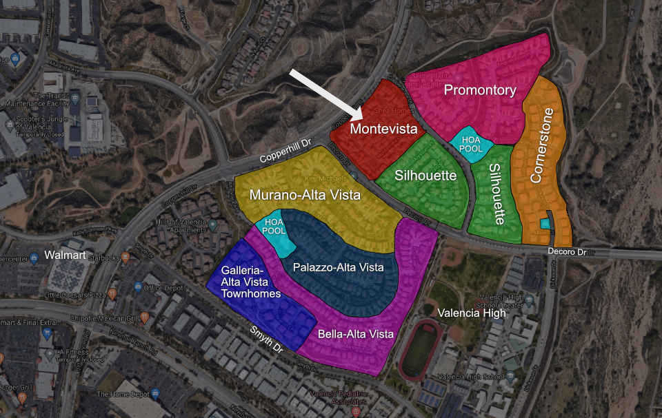 Map of Montevista and Valencia Copperhill