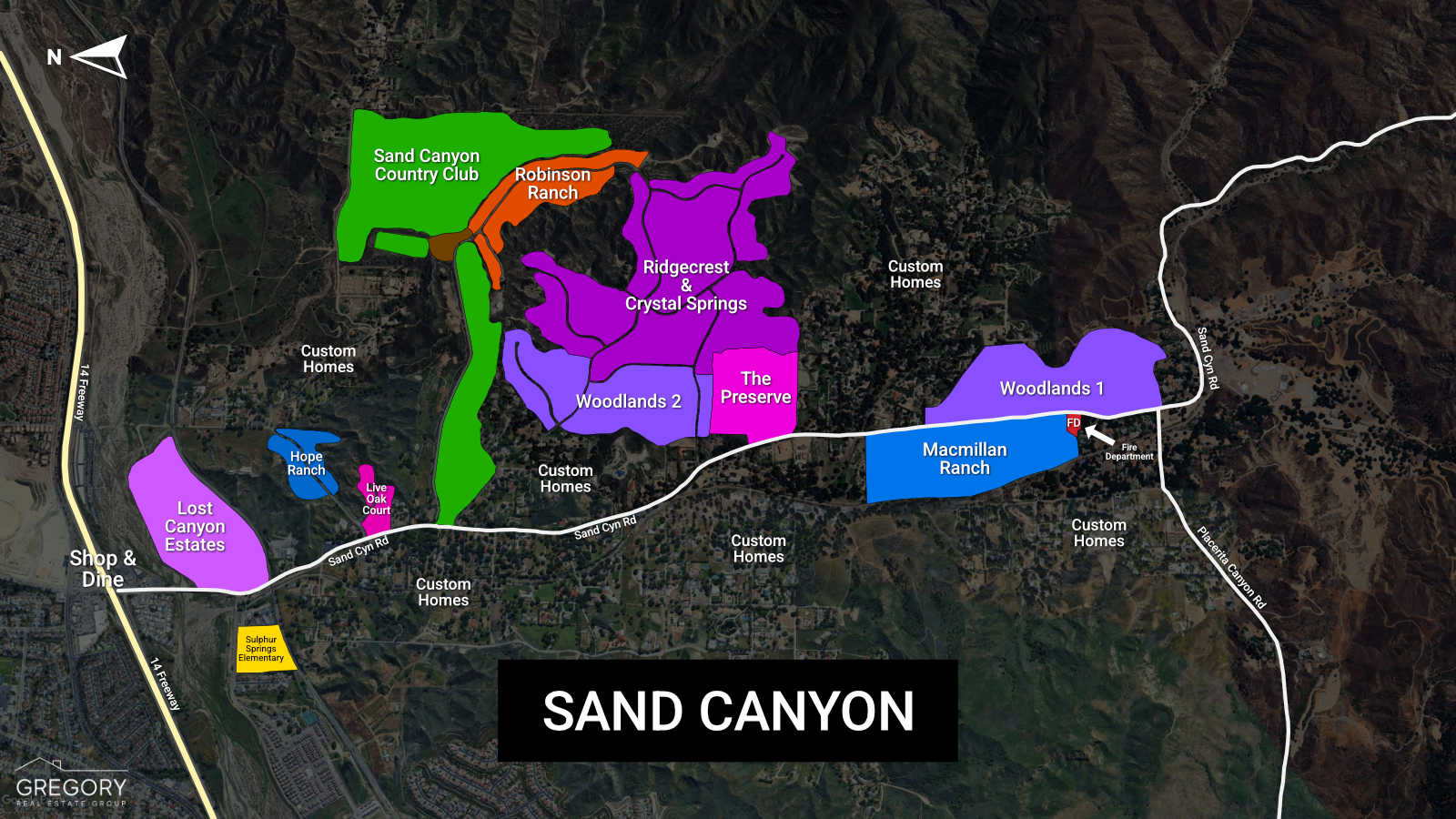 Map of the Sand Canyon Community in Santa Clarita CA