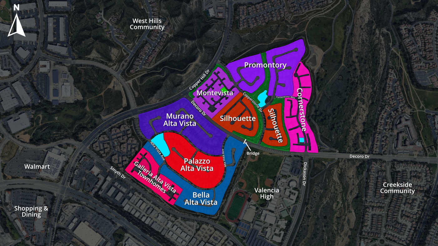 Map of Subdivisions in Valencia Copperhill