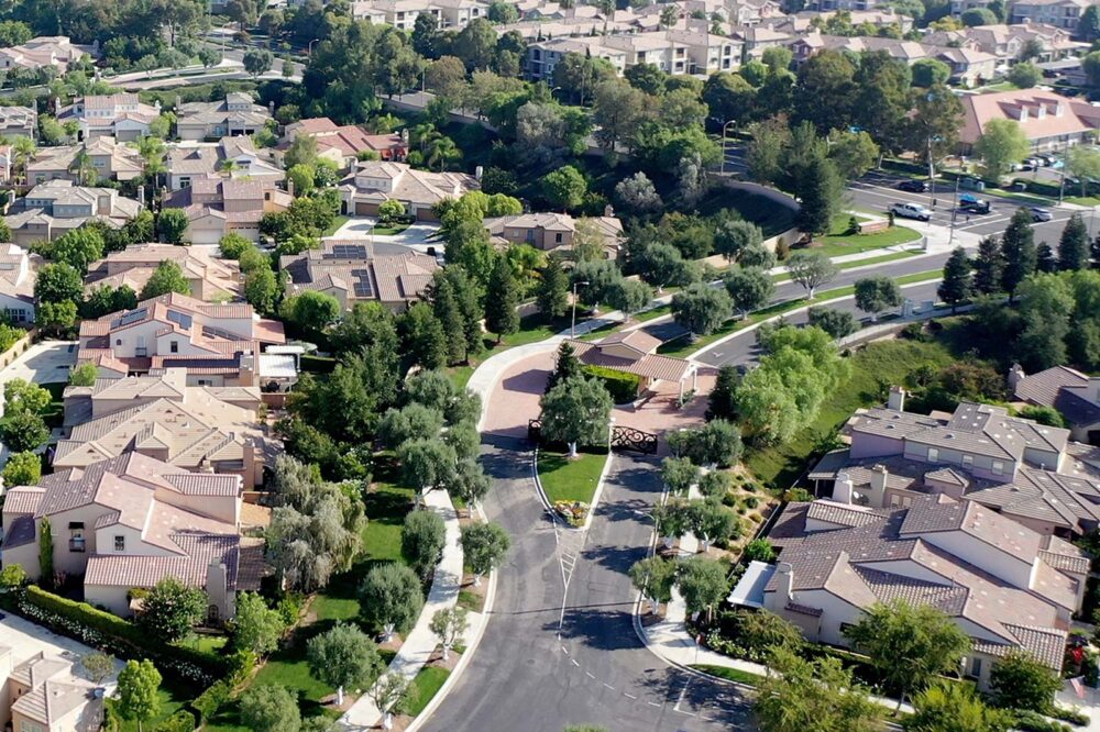 Aerial of Belcaro Main Gated Entrance