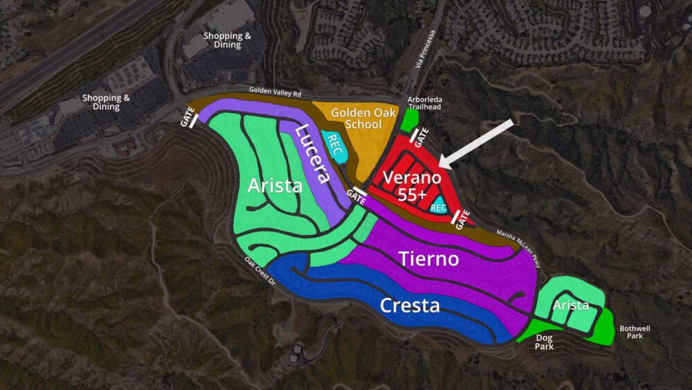 Map of Verano Neighborhood in Aliento