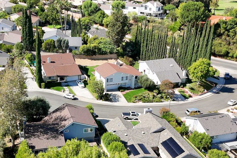 Aerial of Classic Homes in the Valencia Hills Neighborhood