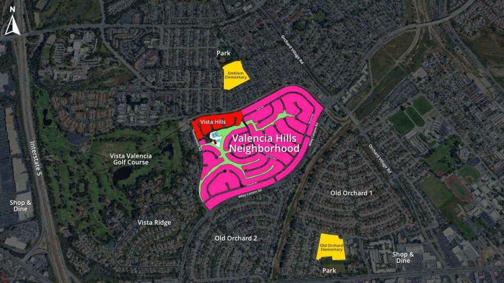 Map of Valencia Hills Community
