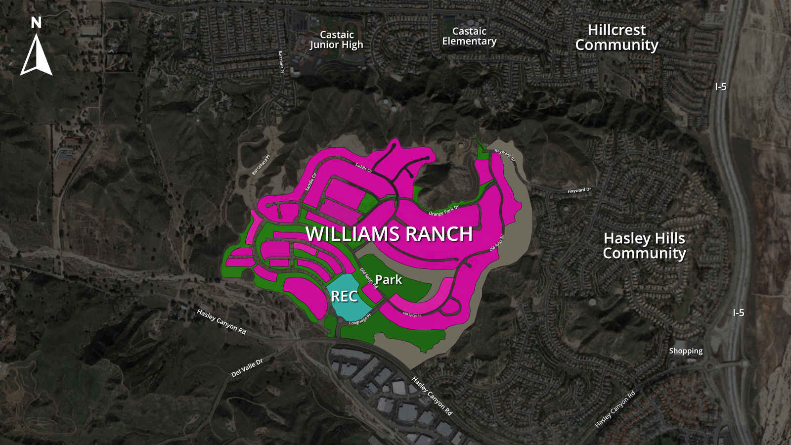 Map of Williams Ranch Community in Castaic