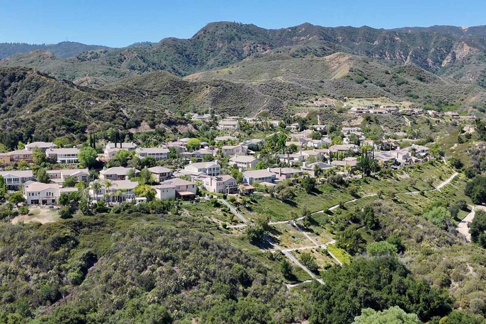 Aerial of Hillside View Homes in Southern Oaks Neighborhood