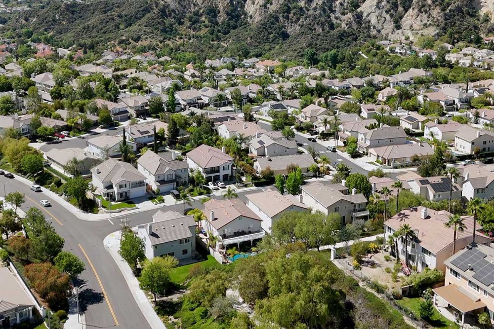 Aerial of Homes Near Park in Stevenson Ranch
