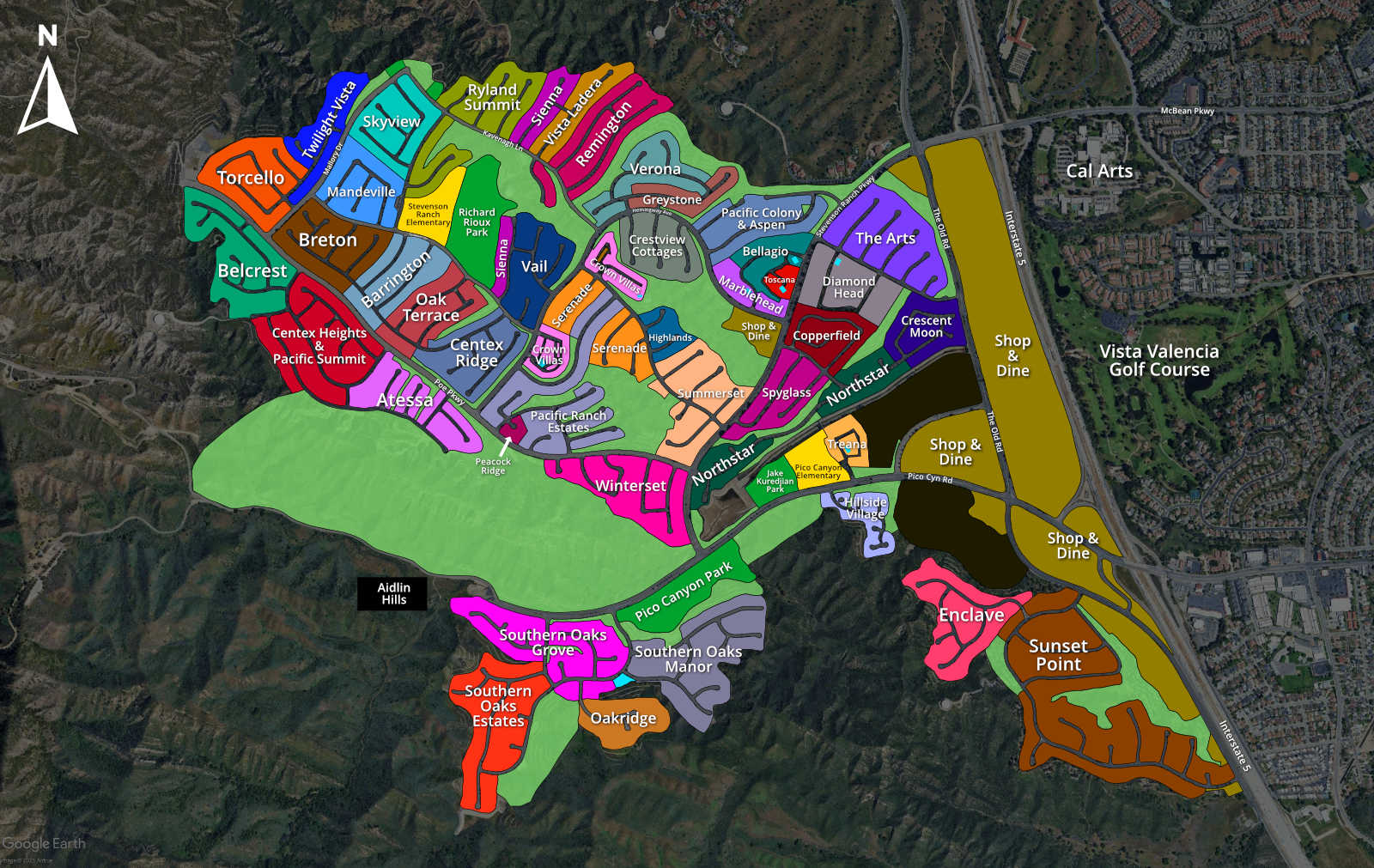 Map of Stevenson Ranch Neighborhoods