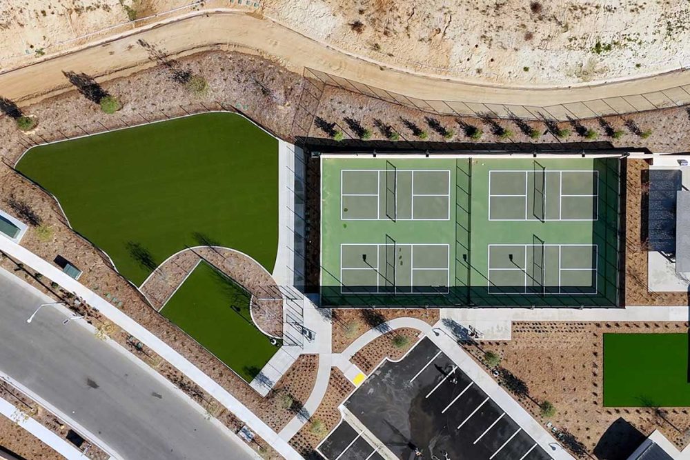 Aerial of Pickle Ball and Dog runs at Oasis Recreation Area