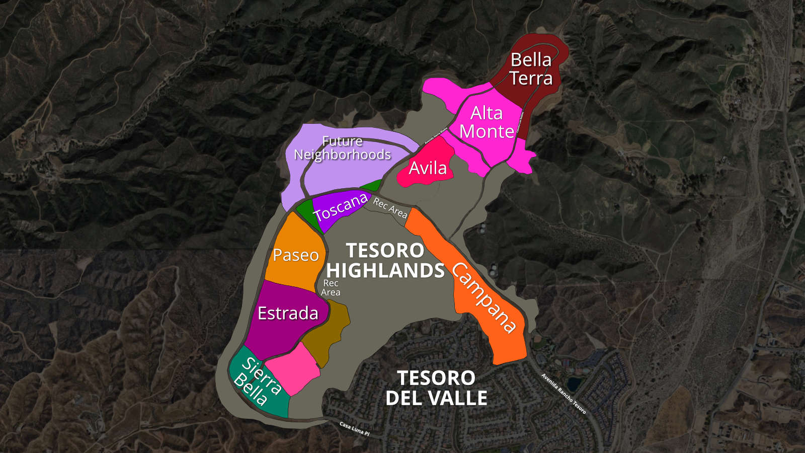 Tesoro Highlands Subdivision Map