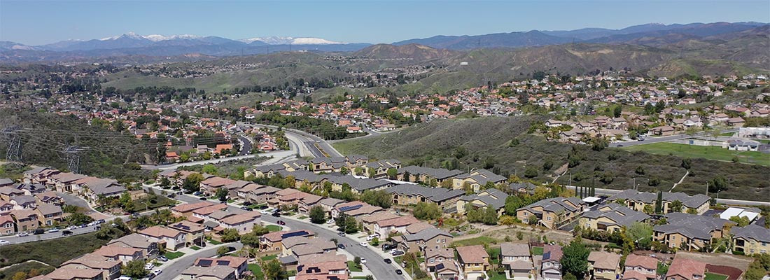 Aerial Shot Neighborhood in Saugus CA