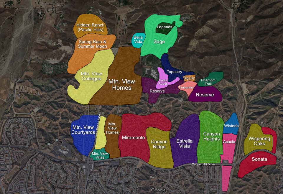 Map of Neighborhoods in Copper Hill North