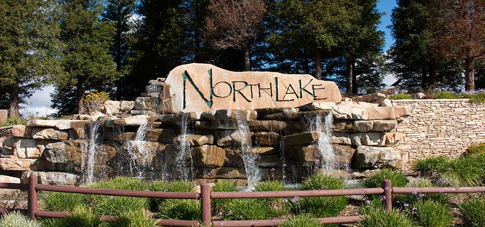 Northlake Community Waterfall and Sign
