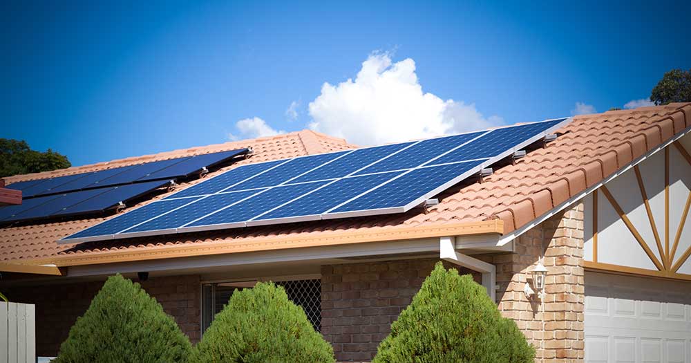 Solar Panels on Roof of House