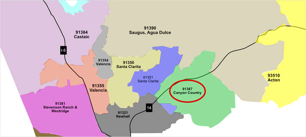 Map of the 91387 Zip Code Area