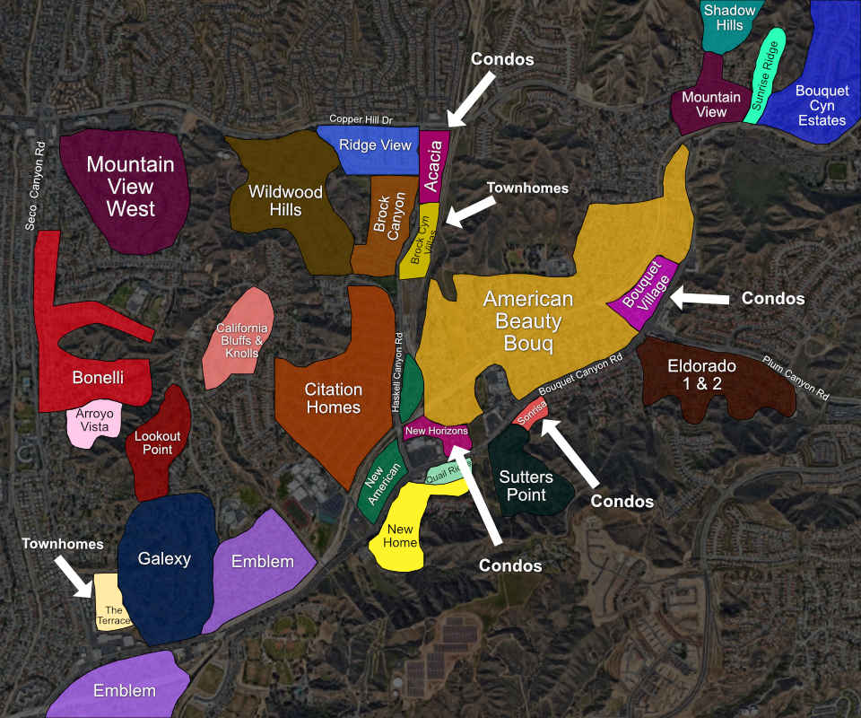 Bouquet Condo and Townhome Locations