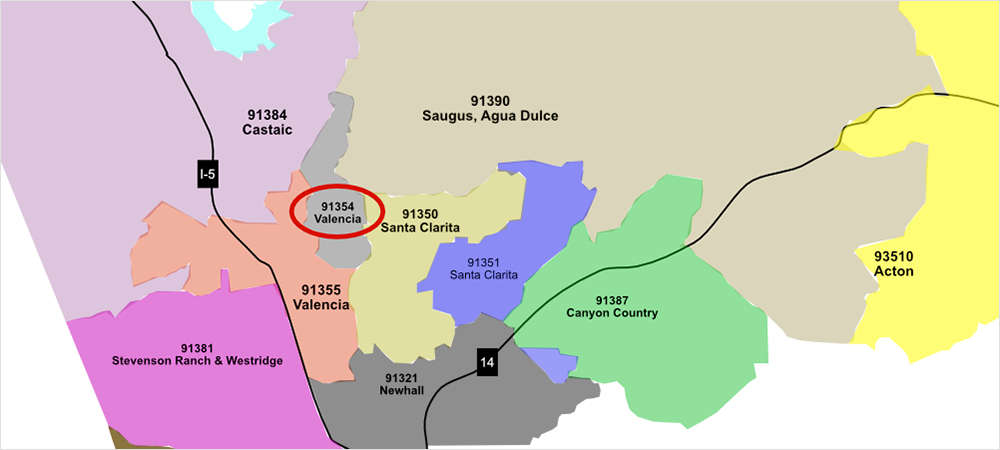 Map of 91354 Real Estate Area