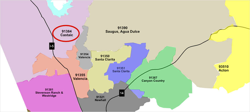 Map of the 91384 Zip Code Area