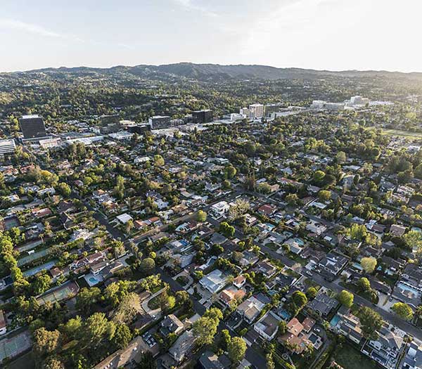 Aerial Shot of Homes in San Fernando Valley