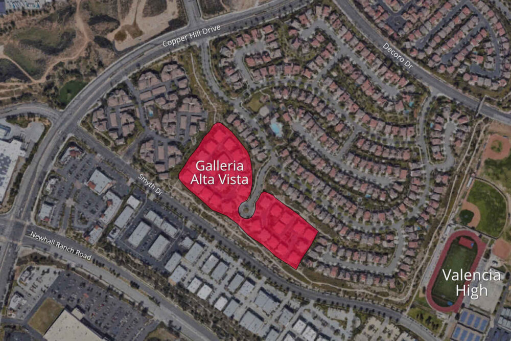 Map Highlighting Galleria Alta Vista Complex