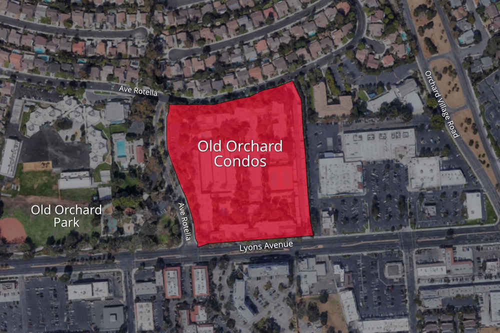 Map Highlighting Old Orchard Condo Complex