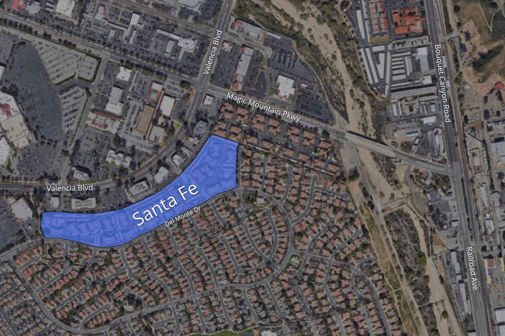 Map Highlighting Santa Fe Condo Complex