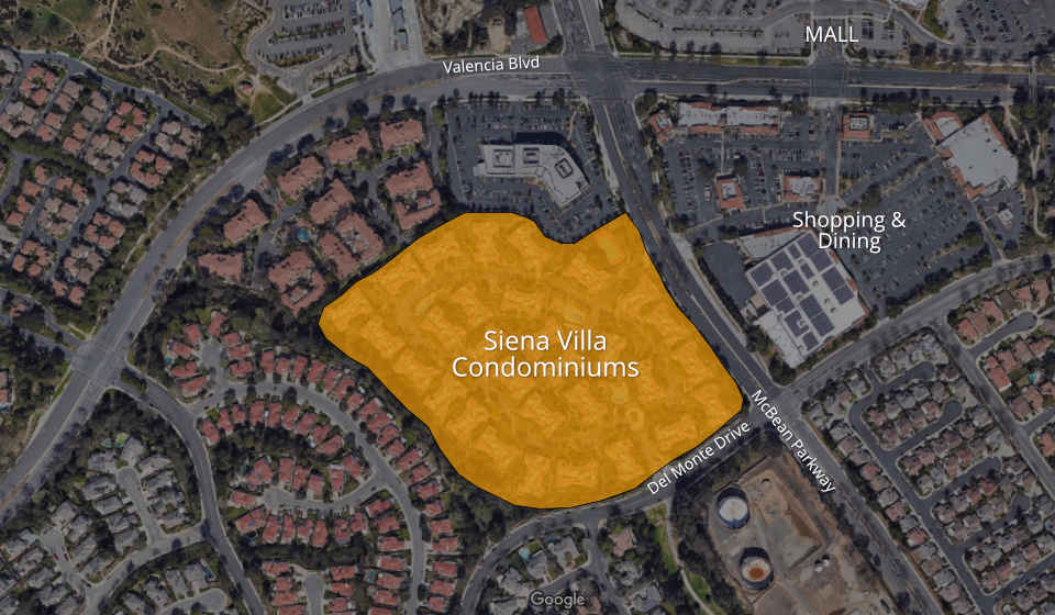 Map of the Siena Villa Condominiums