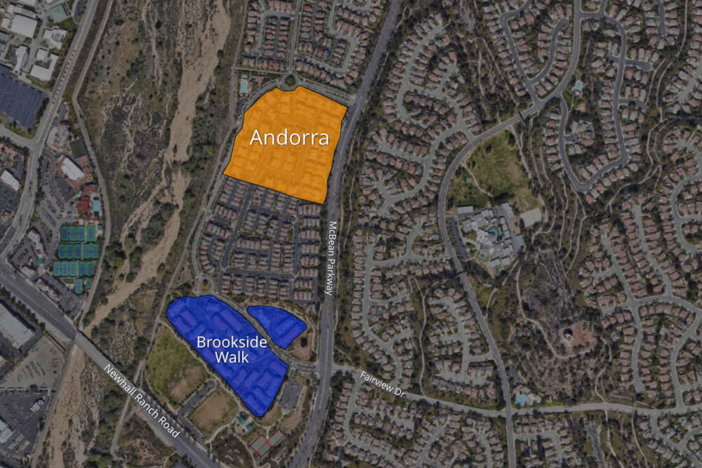Map to Andorra and Brookside Walk Condos