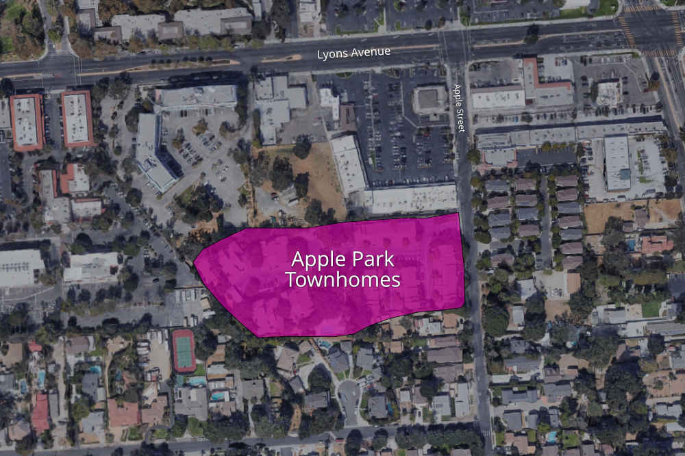 Map to Apple Park Complex in Happy Valley