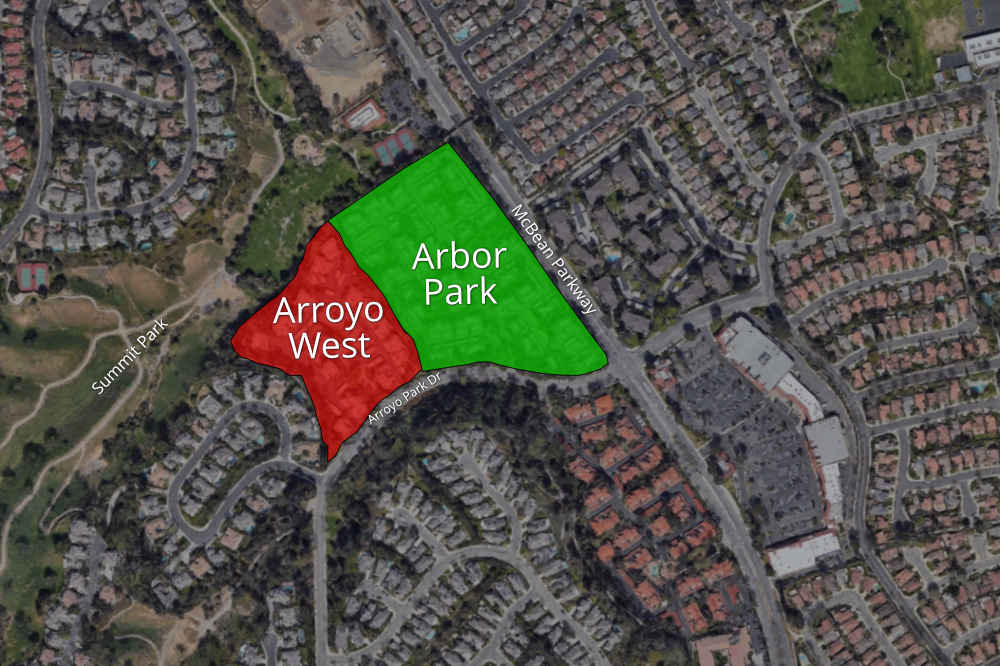 Map to Arbor Park and Arroyo West Complexes