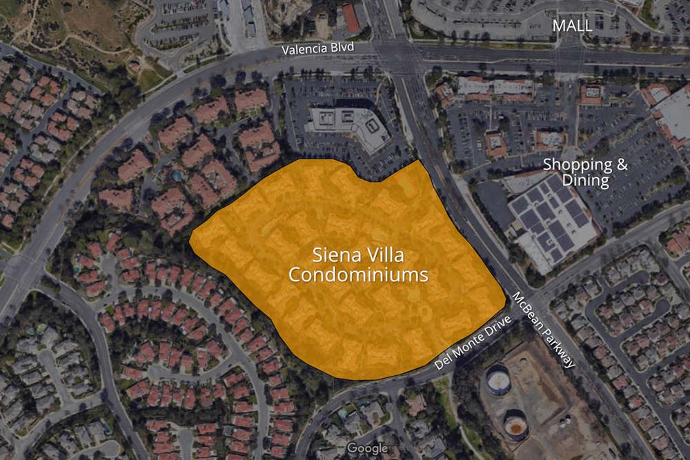 Map to the Siena Villas Condo Complex