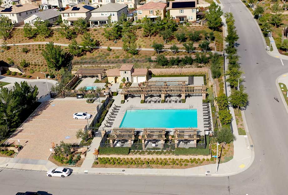 Aerial of HOA Pool in Plum Canyon