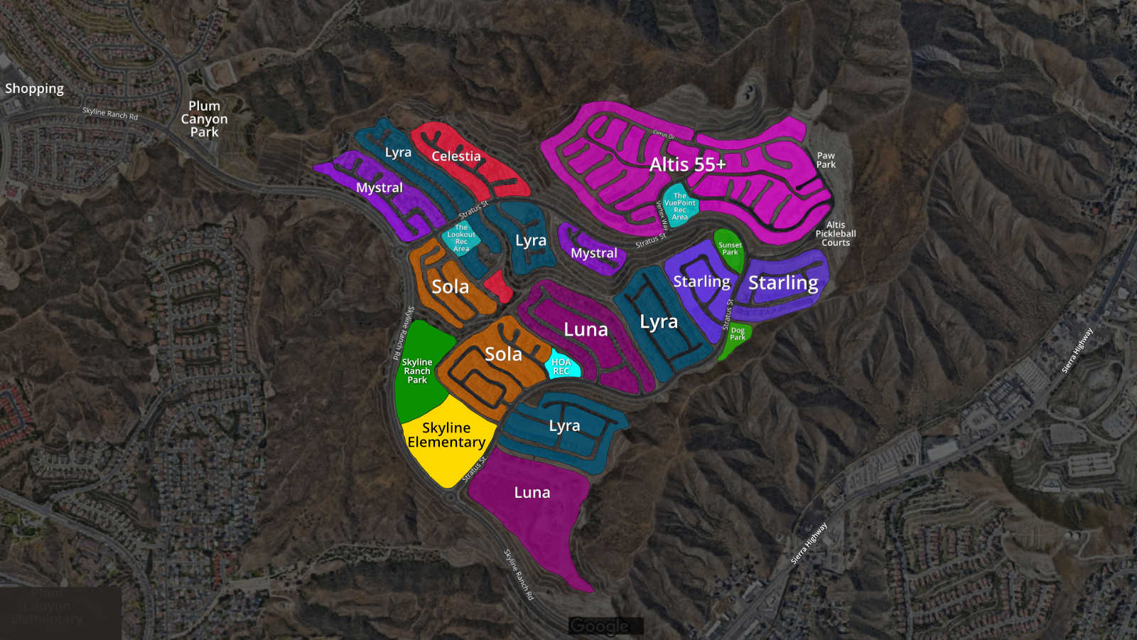 Subdivision Map of Skyline Ranch Community