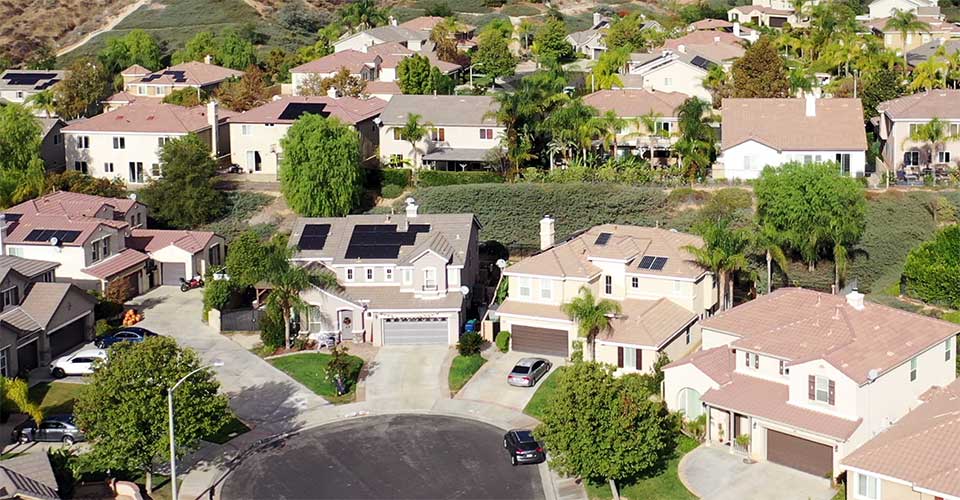 Aerial View of Homes in Estrella Vista Neighborhood