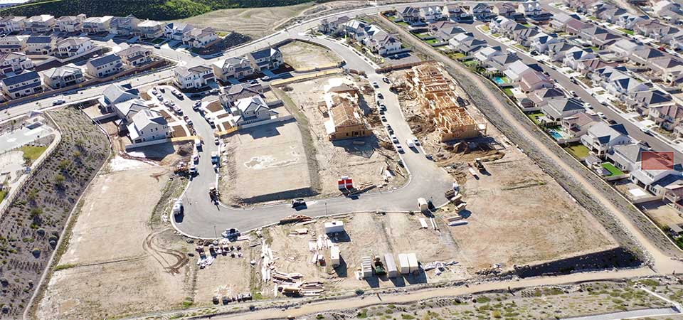Aerial Shot of New Home Construction In Progress
