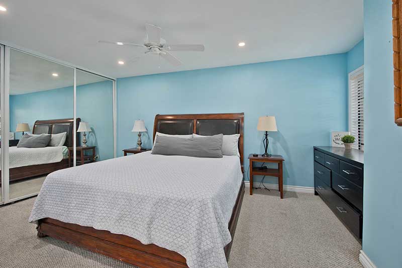 Blue Primary Bedroom at Pueblo Dr Home