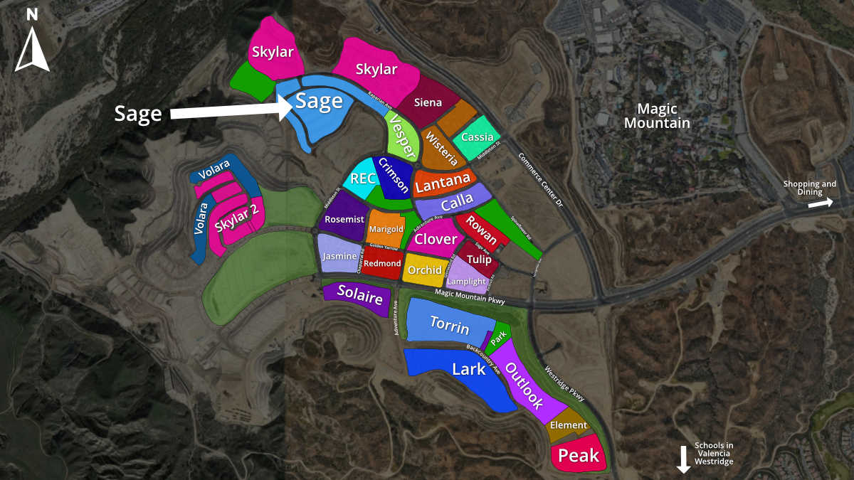 Map of the Sage Subdivision in Valencia CA