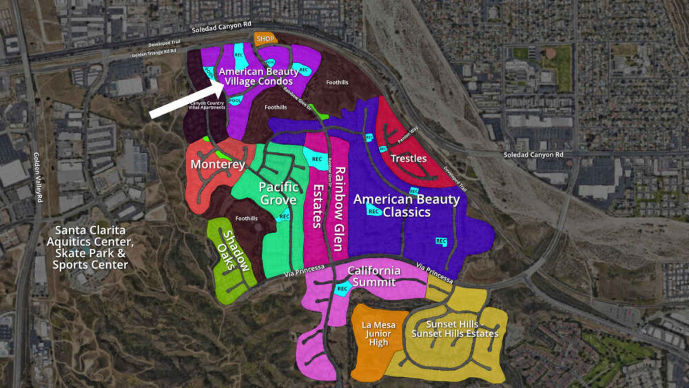 Map of American Beauty Village in Rainbow Glen