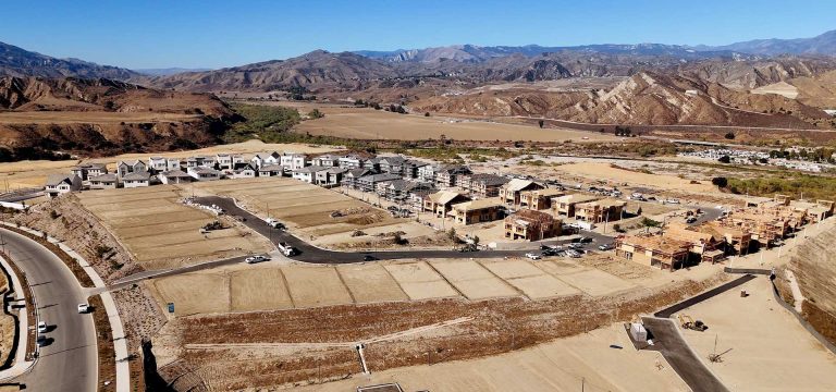 Aerial View of Volara and Skylar 2 Homes in Valencia CA