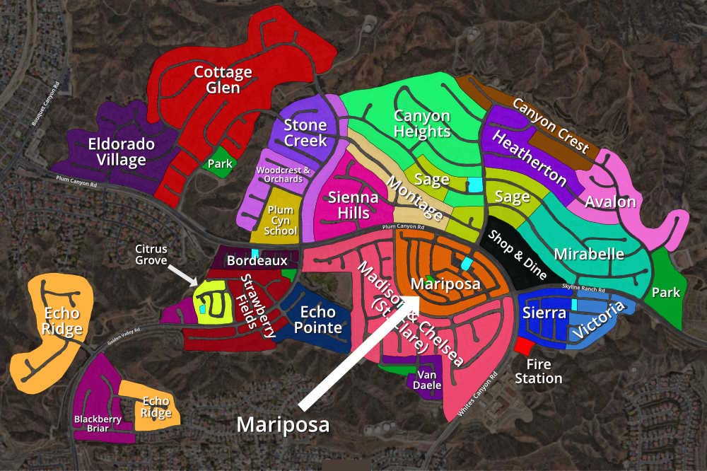 Map of Mariposa in Plum Canyon