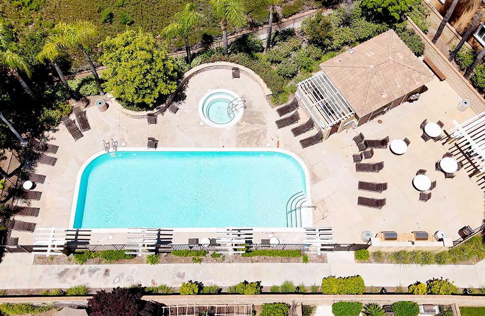 Aerial Shot of Pool Recreation Area in Citrus Grove