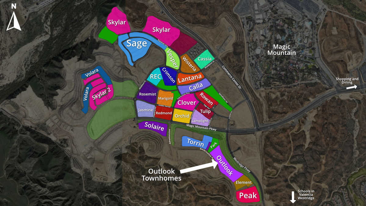 Arrow Points to Outlook Townhomes in Valencia CA