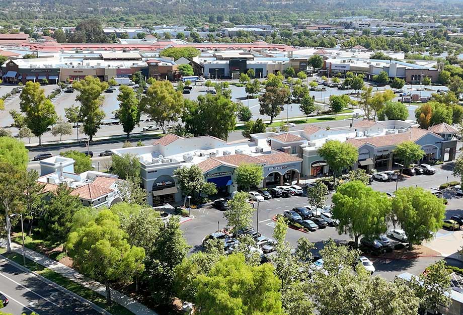 Aerial of Shopping in Valencia CA