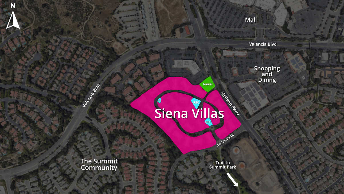 Map of the Sienna Villas in Valencia, CA