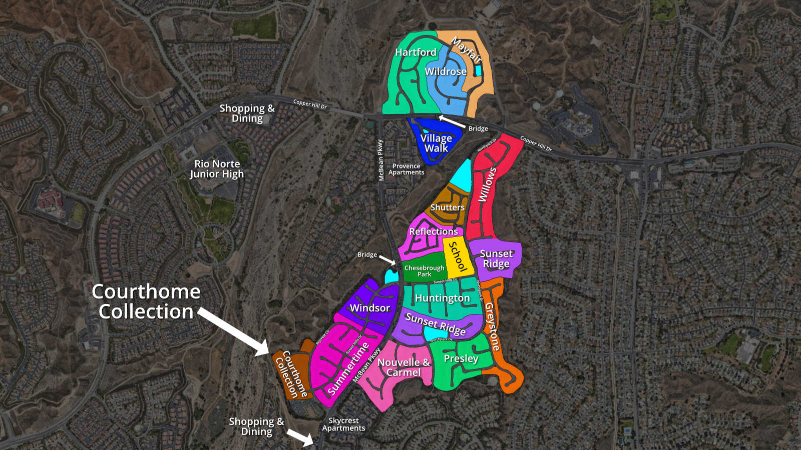 Map of the Courthome Neighborhood in Valencia CA