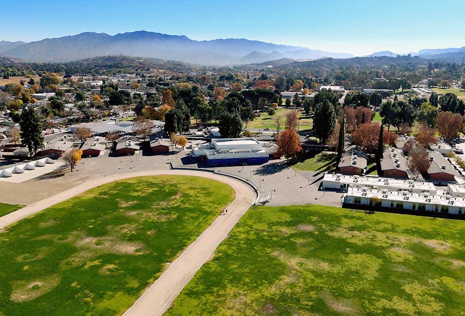 Aerrial Shot of Placerita Junior High in Newhall, CA