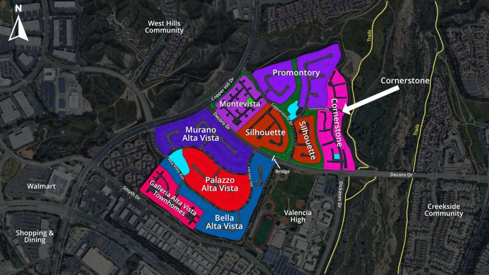 Map of Cornerstone Neighborhood in Valencia Copperhill trails