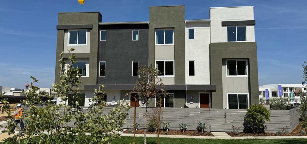 Front Elevation of the Iris three story Townhomes