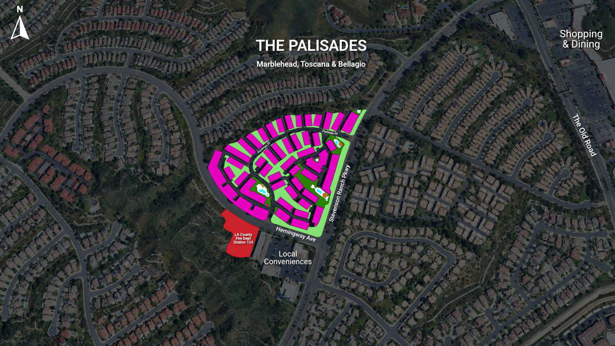 Map of The Palisades Neighborhood in Stevenson Ranch