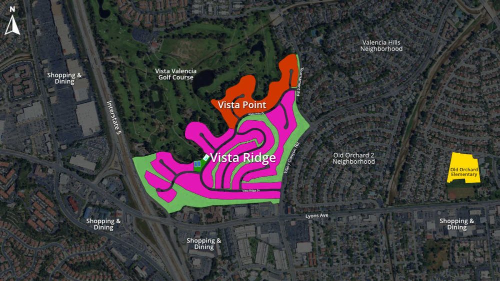 Map of Vista Ridge and Vista Point in Valencia CA
