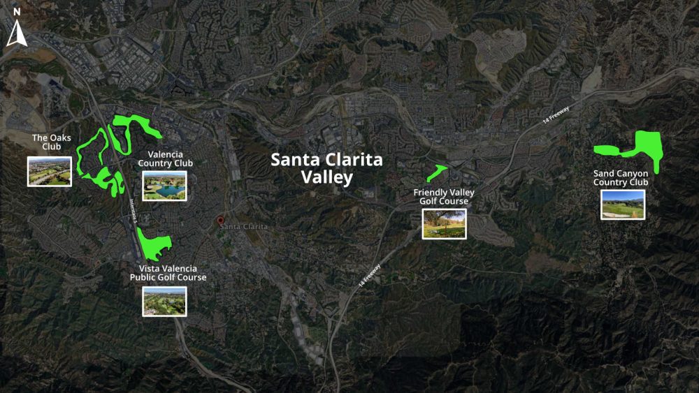 Map of Golf Courses in Santa Clarita